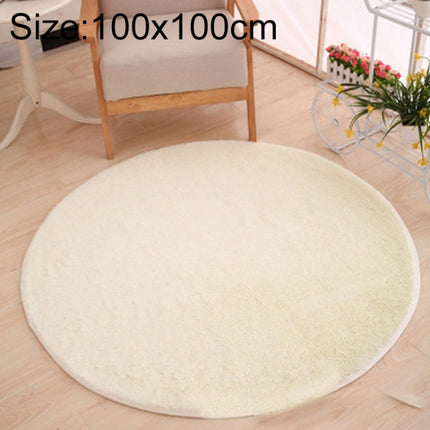 KSolid Round Carpet Soft Fleece Mat Anti-Slip Area Rug Kids Bedroom Door Mats, Size:Diameter: 100cm(White)-garmade.com