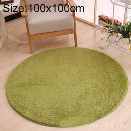 KSolid Round Carpet Soft Fleece Mat Anti-Slip Area Rug Kids Bedroom Door Mats, Size:Diameter: 100cm(Grass Green)-garmade.com