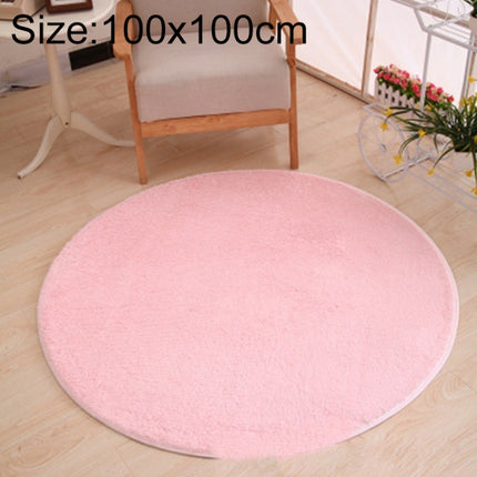 KSolid Round Carpet Soft Fleece Mat Anti-Slip Area Rug Kids Bedroom Door Mats, Size:Diameter: 100cm(Pink)-garmade.com