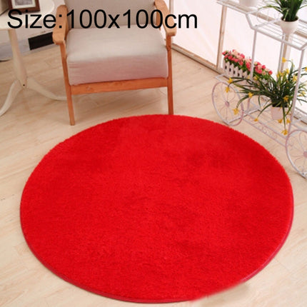 KSolid Round Carpet Soft Fleece Mat Anti-Slip Area Rug Kids Bedroom Door Mats, Size:Diameter: 100cm(Red)-garmade.com