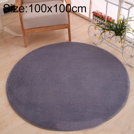 KSolid Round Carpet Soft Fleece Mat Anti-Slip Area Rug Kids Bedroom Door Mats, Size:Diameter: 100cm(Silver Grey)-garmade.com