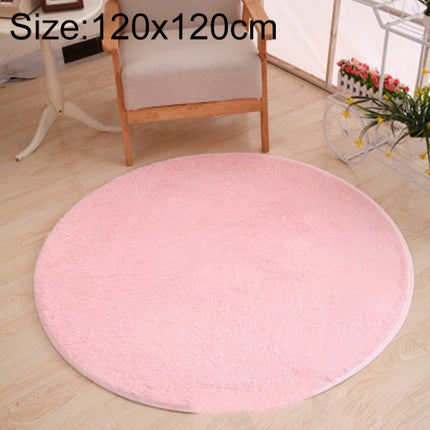 KSolid Round Carpet Soft Fleece Mat Anti-Slip Area Rug Kids Bedroom Door Mats, Size:Diameter: 120cm(Pink)-garmade.com