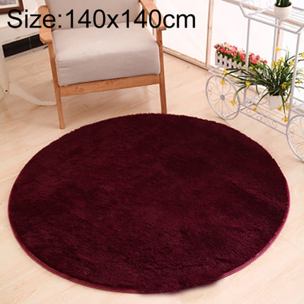 KSolid Round Carpet Soft Fleece Mat Anti-Slip Area Rug Kids Bedroom Door Mats, Size:Diameter: 140cm(Wine Red)-garmade.com