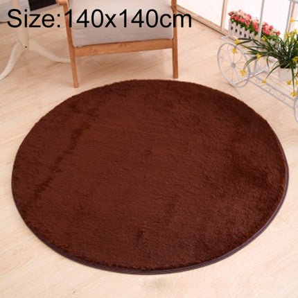 KSolid Round Carpet Soft Fleece Mat Anti-Slip Area Rug Kids Bedroom Door Mats, Size:Diameter: 140cm(Coffee)-garmade.com