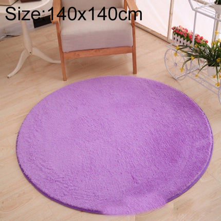 KSolid Round Carpet Soft Fleece Mat Anti-Slip Area Rug Kids Bedroom Door Mats, Size:Diameter: 140cm(Purple)-garmade.com