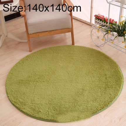 KSolid Round Carpet Soft Fleece Mat Anti-Slip Area Rug Kids Bedroom Door Mats, Size:Diameter: 140cm(Grass Green)-garmade.com