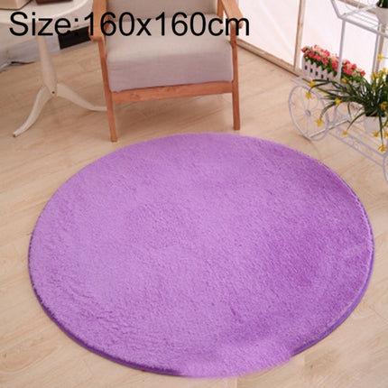 KSolid Round Carpet Soft Fleece Mat Anti-Slip Area Rug Kids Bedroom Door Mats, Size:Diameter: 160cm(Purple)-garmade.com