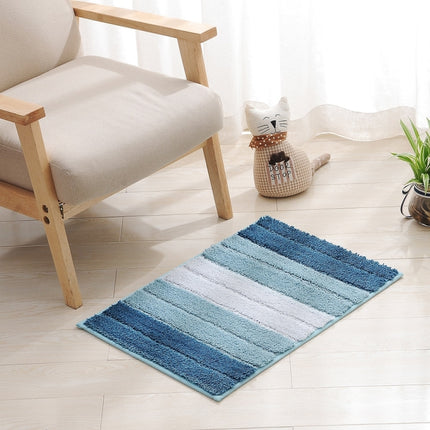 Stripe Indoor Anti-slip Bathroom Kitchen Floor Mat Microfiber Rug Carpet, Size:43x61cm(Blue)-garmade.com
