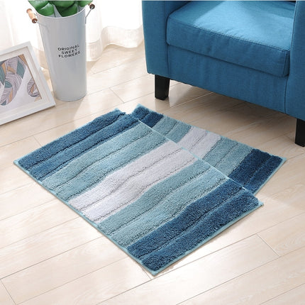Stripe Indoor Anti-slip Bathroom Kitchen Floor Mat Microfiber Rug Carpet, Size:43x61cm(Blue)-garmade.com