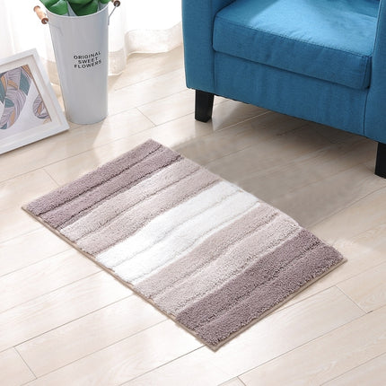 Stripe Indoor Anti-slip Bathroom Kitchen Floor Mat Microfiber Rug Carpet, Size:46x71cm(Beige)-garmade.com