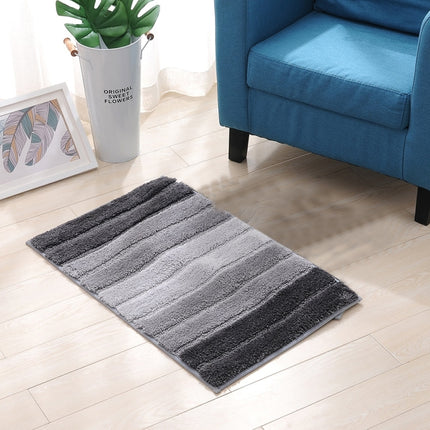 Stripe Indoor Anti-slip Bathroom Kitchen Floor Mat Microfiber Rug Carpet, Size:46x71cm(Grey)-garmade.com