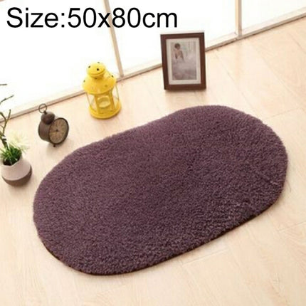 Faux Fur Rug Anti-slip Solid Bath Carpet Kids Room Door Mats Oval Bedroom Living Room Rugs, Size:50x80cm(Gray Purple)-garmade.com