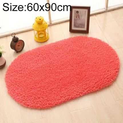 Faux Fur Rug Anti-slip Solid Bath Carpet Kids Room Door Mats Oval Bedroom Living Room Rugs, Size:60x90cm(Rose Red)-garmade.com