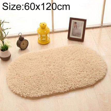 Faux Fur Rug Anti-slip Solid Bath Carpet Kids Room Door Mats Oval Bedroom Living Room Rugs, Size:60x120cm(Light Camel)-garmade.com