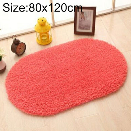 Faux Fur Rug Anti-slip Solid Bath Carpet Kids Room Door Mats Oval Bedroom Living Room Rugs, Size:80x120cm(Rose Red)-garmade.com