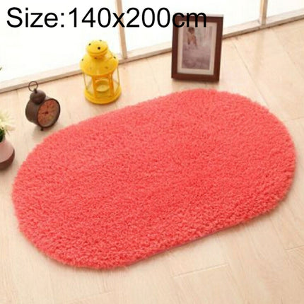 Faux Fur Rug Anti-slip Solid Bath Carpet Kids Room Door Mats Oval Bedroom Living Room Rugs, Size:140x200cm(Rose Red)-garmade.com