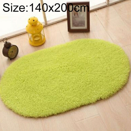 Faux Fur Rug Anti-slip Solid Bath Carpet Kids Room Door Mats Oval Bedroom Living Room Rugs, Size:140x200cm(Candy Green)-garmade.com