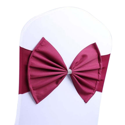 Spandex Chair Sash fit all chair Wedding Chair Sashes Bow Elastic Chair Ribbon Back Tie Bands for Wedding Party Ceremony Banquet(Wine Red)-garmade.com
