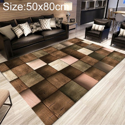 Simple Modern Abstract Lattice Carpets Living Room Bedroom Floor Mat, Size:50x80cm(Wood Splicing)-garmade.com