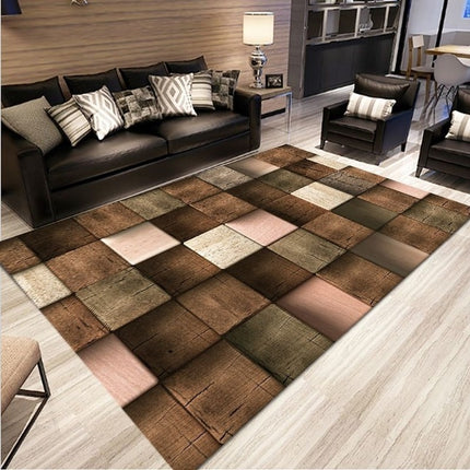 Simple Modern Abstract Lattice Carpets Living Room Bedroom Floor Mat, Size:50x80cm(Wood Splicing)-garmade.com