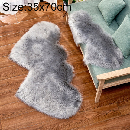 Creative Double Heart Imitation Wool Carpet Sofa Cushion Mat Plush Bedroom Living Room Floor Rugs, Size:35x70 cm(Light Gray)-garmade.com