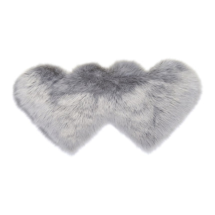 Creative Double Heart Imitation Wool Carpet Sofa Cushion Mat Plush Bedroom Living Room Floor Rugs, Size:35x70 cm(Light Gray)-garmade.com