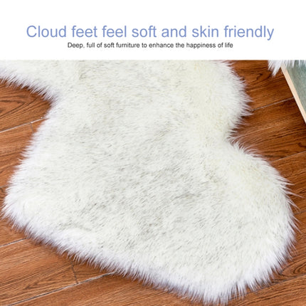 Creative Double Heart Imitation Wool Carpet Sofa Cushion Mat Plush Bedroom Living Room Floor Rugs, Size:35x70 cm(Light Gray)-garmade.com