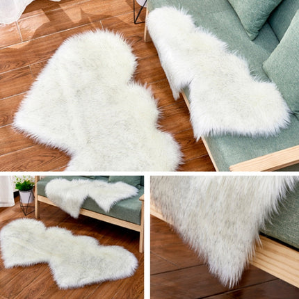 Creative Double Heart Imitation Wool Carpet Sofa Cushion Mat Plush Bedroom Living Room Floor Rugs, Size:35x70 cm(Light Gray)-garmade.com
