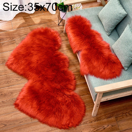 Creative Double Heart Imitation Wool Carpet Sofa Cushion Mat Plush Bedroom Living Room Floor Rugs, Size:35x70 cm(Red)-garmade.com