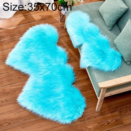 Creative Double Heart Imitation Wool Carpet Sofa Cushion Mat Plush Bedroom Living Room Floor Rugs, Size:35x70 cm(Light Blue)-garmade.com