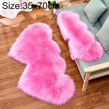 Creative Double Heart Imitation Wool Carpet Sofa Cushion Mat Plush Bedroom Living Room Floor Rugs, Size:35x70 cm(Deep Pink)-garmade.com