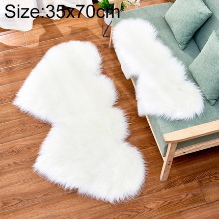 Creative Double Heart Imitation Wool Carpet Sofa Cushion Mat Plush Bedroom Living Room Floor Rugs, Size:35x70 cm(White)-garmade.com