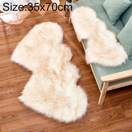 Creative Double Heart Imitation Wool Carpet Sofa Cushion Mat Plush Bedroom Living Room Floor Rugs, Size:35x70 cm(White Yellow)-garmade.com