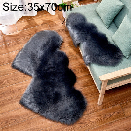 Creative Double Heart Imitation Wool Carpet Sofa Cushion Mat Plush Bedroom Living Room Floor Rugs, Size:35x70 cm(Deep Gray)-garmade.com