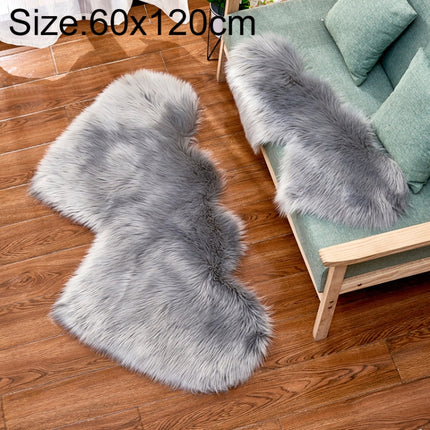 Creative Double Heart Imitation Wool Carpet Sofa Cushion Mat Plush Bedroom Living Room Floor Rugs, Size:60x120cm(Light Gray)-garmade.com