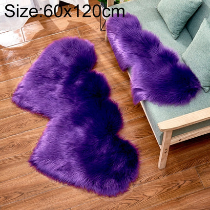 Creative Double Heart Imitation Wool Carpet Sofa Cushion Mat Plush Bedroom Living Room Floor Rugs, Size:60x120cm(Purple)-garmade.com