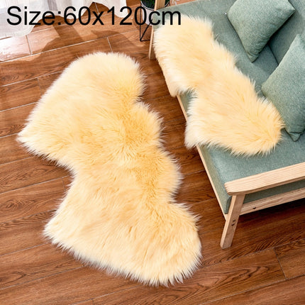 Creative Double Heart Imitation Wool Carpet Sofa Cushion Mat Plush Bedroom Living Room Floor Rugs, Size:60x120cm(Beige)-garmade.com