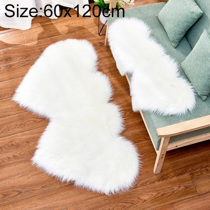 Creative Double Heart Imitation Wool Carpet Sofa Cushion Mat Plush Bedroom Living Room Floor Rugs, Size:60x120cm(White)-garmade.com