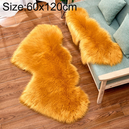 Creative Double Heart Imitation Wool Carpet Sofa Cushion Mat Plush Bedroom Living Room Floor Rugs, Size:60x120cm(Yellow)-garmade.com