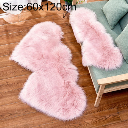 Creative Double Heart Imitation Wool Carpet Sofa Cushion Mat Plush Bedroom Living Room Floor Rugs, Size:60x120cm(Light Pink)-garmade.com