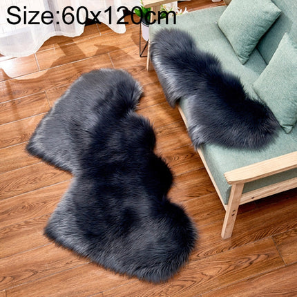 Creative Double Heart Imitation Wool Carpet Sofa Cushion Mat Plush Bedroom Living Room Floor Rugs, Size:60x120cm(Deep Gray)-garmade.com