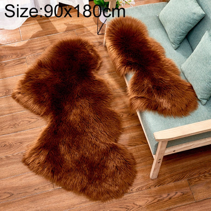 Creative Double Heart Imitation Wool Carpet Sofa Cushion Mat Plush Bedroom Living Room Floor Rugs, Size:90x180cm(Coffee)-garmade.com