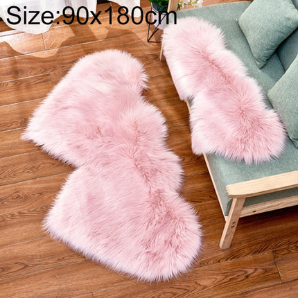 Creative Double Heart Imitation Wool Carpet Sofa Cushion Mat Plush Bedroom Living Room Floor Rugs, Size:90x180cm(Light Pink)-garmade.com