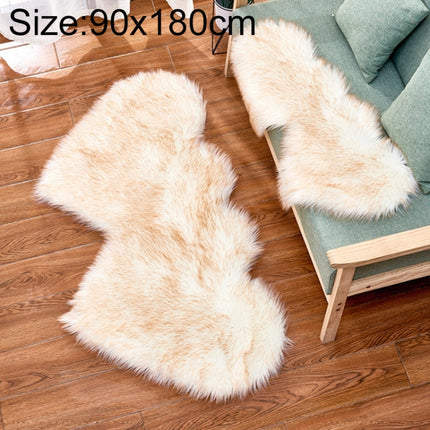 Creative Double Heart Imitation Wool Carpet Sofa Cushion Mat Plush Bedroom Living Room Floor Rugs, Size:90x180cm(White Yellow)-garmade.com