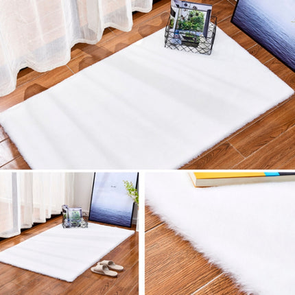 Rug Artificial Rabbit Hair Carpet Non-slip Floor Mats for Living Room Bedroom Balcony Home Decoration, Size:350x350mm(Gray)-garmade.com