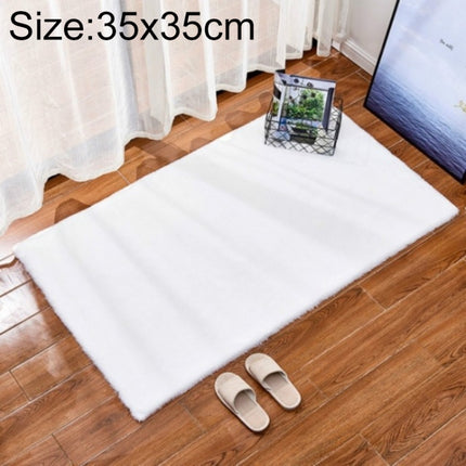 Rug Artificial Rabbit Hair Carpet Non-slip Floor Mats for Living Room Bedroom Balcony Home Decoration, Size:350x350mm(White)-garmade.com