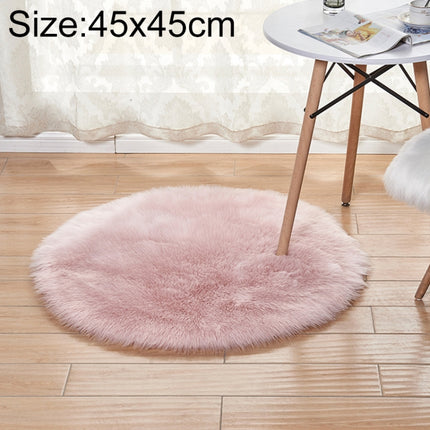 Long Plush Round Carpet Living Room Decoration Imitation Wool Carpet Mat, Size:45x45cm(Pink)-garmade.com