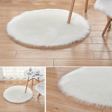 Long Plush Round Carpet Living Room Decoration Imitation Wool Carpet Mat, Size:45x45cm(Pink)-garmade.com