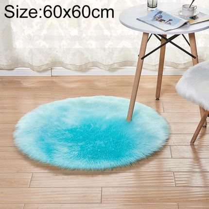 Long Plush Round Carpet Living Room Decoration Imitation Wool Carpet Mat, Size:60x60cm(Light Blue)-garmade.com