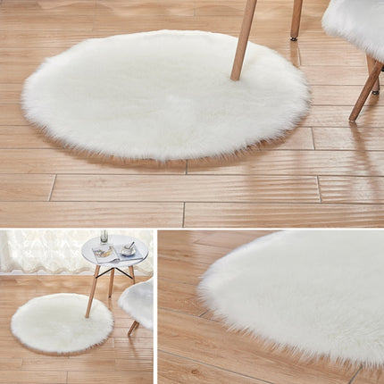 Long Plush Round Carpet Living Room Decoration Imitation Wool Carpet Mat, Size:60x60cm(Light Blue)-garmade.com